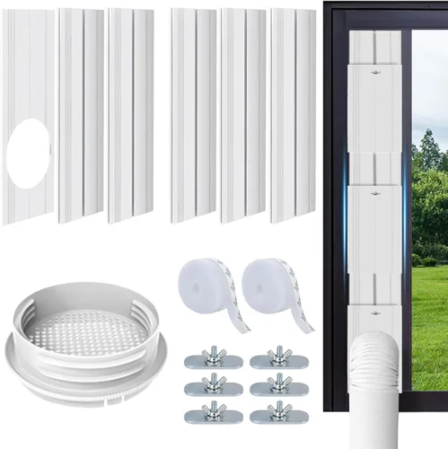 Kit de ventilación portátil para puerta corredera de aire acondicionado con filtro de acoplador 4 en 1, ventilación de CA de puerta corredera