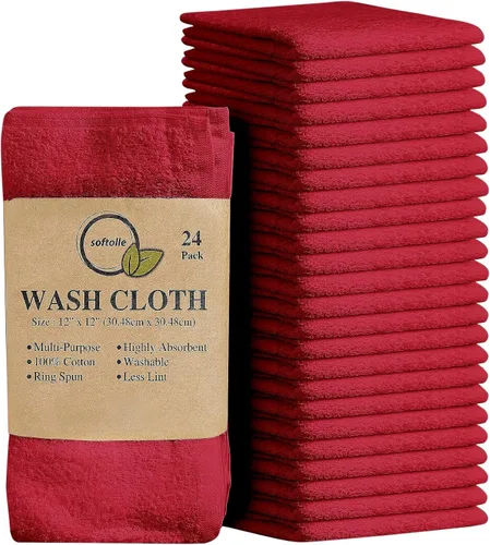 Miniatura 33 de Paquete de 24 paños 100 % algodón (12 x 12 pulgadas), suaves, altamente absorbentes, toallas para la cara, paños de lavado para la cara, hilado