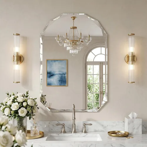 Miniatura 11 de Suidia Espejo de baño, espejo de pared de 20 x 30 pulgadas, espejo de baño sin marco con borde biselado para dormitorio, sala de estar, entrada