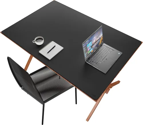 Miniatura 17 de Vyaaa Tapete de cuero para escritorio, 63" x 23.6" pulgadas, protector de escritorio de cuero, impermeable, extra grande, alfombrilla de mouse Negro
