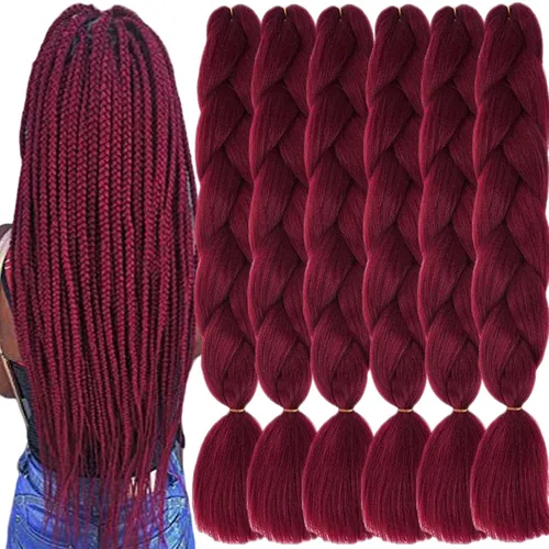 Miniatura 36 de 3 paquetes de extensiones de cabello sintético para trenzar de color negro a azul, tamaño jumbo ombré, de 24 pulgadas o trenzas de ganchillo