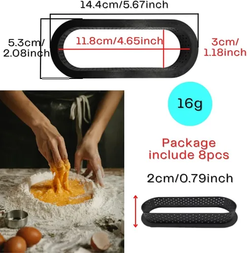Miniatura 7 de Anillos redondos para tarta con parte inferior de tarta para torta, anillos perforados antiadherentes para mousse, queso, pastel, muffins, pastel