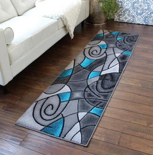 Miniatura 24 de Masada Rugs, Alfombra moderna y contemporánea, color morado, gris y negro (2 pies x 3 pies)