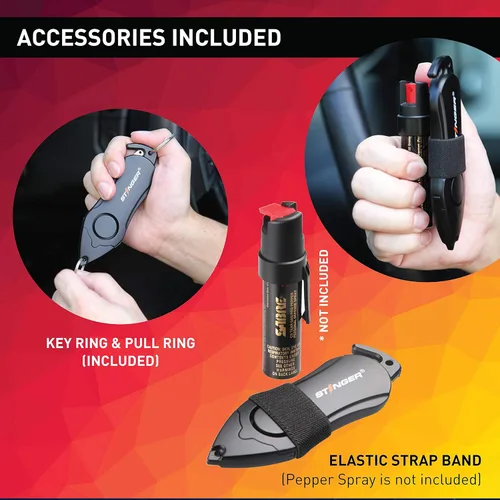 Miniatura 7 de Stinger Llavero de alarma personal, herramienta de emergencia, sirena de alarma de pánico de seguridad, cortador de cinturón de seguridad, rompe