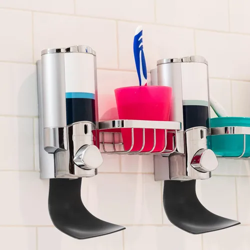 Miniatura 4 de Yardwe Dispensador de jabón de pared, bandeja de goteo de plástico ABS a prueba de líquidos para dispensadores de jabón y loción, bandeja