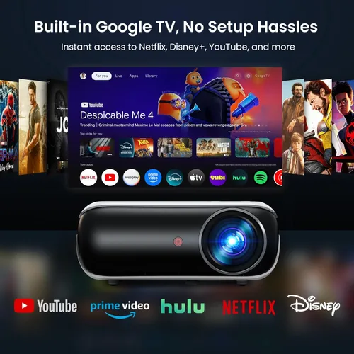 Miniatura 2 de Proyector inteligente oficial de Google TV, HAPPRUN 4K UHD Home Theater con sonido Dolby, Wi-Fi y Bluetooth, aplicaciones de transmisión integradas