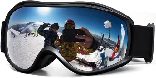 Miniatura 10 de FMY Gafas de esquí y snowboard OTG, protección UV400, anti niebla, gafas de esquí para motos de nieve para hombres, mujeres y jóvenes Marco blanco