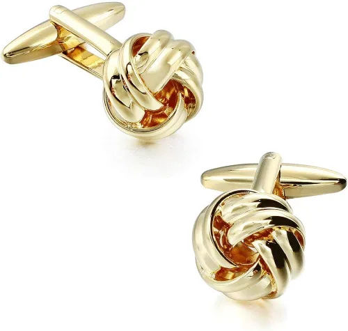 Miniatura 6 de HAWSON Gemelos con nudo y tachuelas de camisa para hombre en tono dorado o plateado, a juego con esmoquin blanco y negro, adecuados para el día