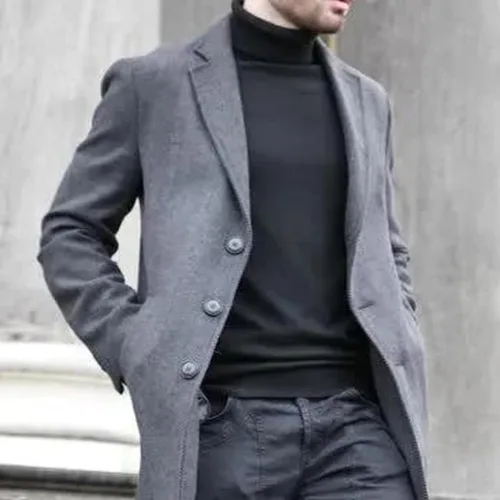 Miniatura 5 de Suéter básico de punto térmico de cuello alto para hombre