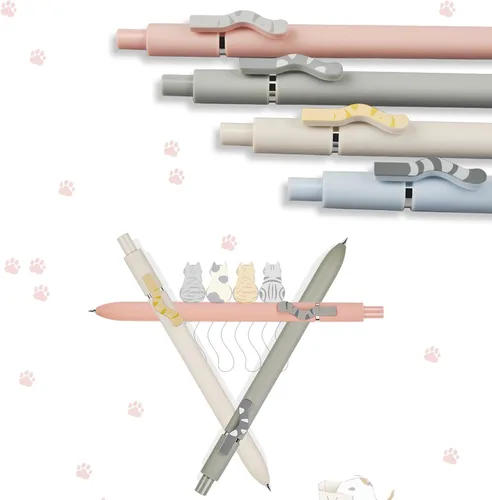 Miniatura 4 de BXCNCKD Lindo bolígrafo para gatos, bolígrafo telescópico de garra de gato, lindo bolígrafo kawaii, bolígrafo de tinta negra japonesa con 5
