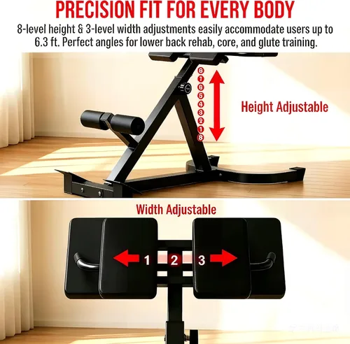 Miniatura 4 de ComMax Roman Chair Back Hyperextension Bench Adjustable Back Exercise Machine Home Gym Workout Equipment for Abs and Glute Negro