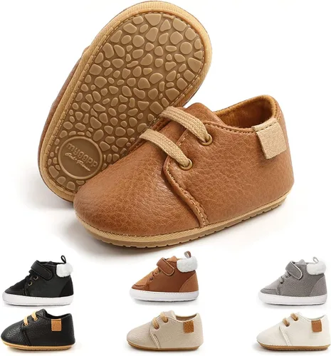 Miniatura 5 de QWZban Zapatos de bebé para niños y niñas, zapatillas de deporte con suela de goma antideslizante, para cuna de bebé, zapatos de vestir