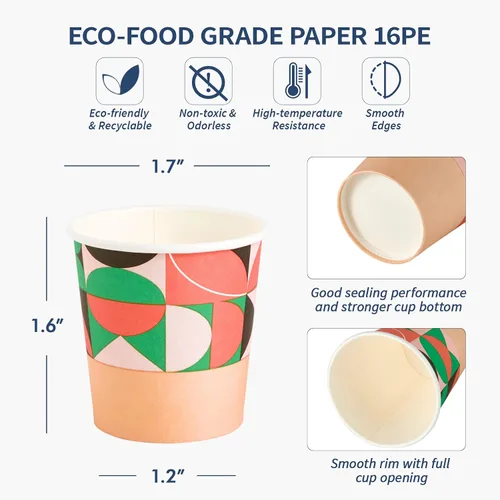 Miniatura 2 de Turbo Bee Paquete de 300 vasos de papel de 4 onzas, vasos para bebidas calientes/frías, tazas pequeñas de papel espresso para fiestas, picnic