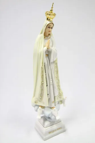 Miniatura 2 de Vittoria Collection Figura de escultura italiana de 11 1/2 pulgadas de alto de Nuestra Señora de Fátima con corona de metal, hecha en Italia