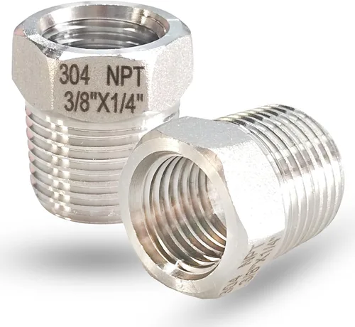 Miniatura 12 de Reductor de buje hexagonal macho NPT de 1/2 pulgada a NPT hembra de 1/4 pulgada, adaptador reductor NPT de acero inoxidable 304, buje hexagonal