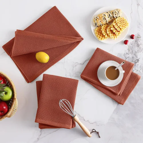 Miniatura 240 de Homaxy Trapos de cocina de 100% algodón, tejido de punto gofre, ultrasuaves, absorbentes y de secado rápido, 12 x 12 pulgadas, paquete de 6, blanco