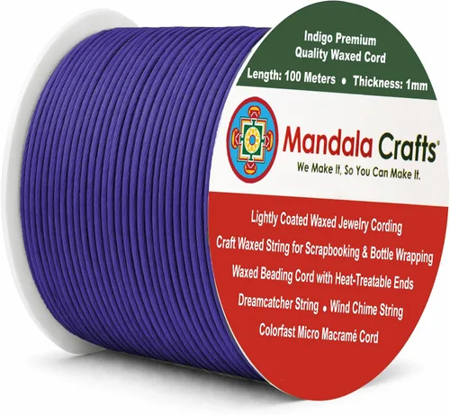 Miniatura 203 de Cuerda Mandala Crafts 0.03 pulgadas 109 yardas para hacer joyería, artesanía, macramé, cuerda de algodón encerado Negro