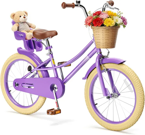 Miniatura 21 de Glaf Bicicleta para niñas de 12, 14, 16, 20 pulgadas, con ruedas de entrenamiento para niños de 2 a 12 años, bicicleta con cesta y asiento
