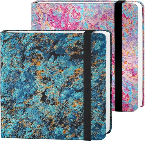 Funto Cuaderno de acuarela, 6.3x6.3, paquete de 2, 24 hojas cada uno, 100% algodón prensado en frío, 300 g/m²/140 lb, bolsillo de papel interior,