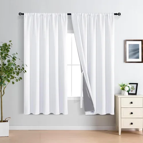 Miniatura 27 de XWZO Cortinas Opacas 100% Blancas - Cortinas de Bloqueo Total de Calor y Luz con Forro Negro para Dormitorio/Cuarto de Lavado, Paneles de Ventana