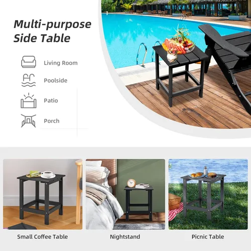 Miniatura 8 de Tangkula Mesa auxiliar cuadrada para exteriores, mesa Adirondack, mesas auxiliares para silla para interiores y exteriores, resistente a