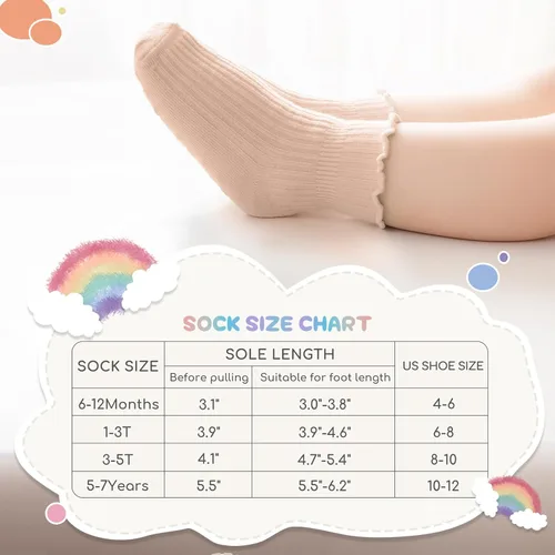 Miniatura 6 de Calcetines antideslizantes para bebés y niñas, calcetines de algodón con empuñaduras, paquete múltiple, calcetines de dibujos animados de tobillo