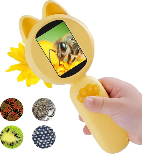 Miniatura 7 de Mia - Microscopio digital para niños con pantalla IPS de 2 pulgadas, kit de juguete educativo de ciencia, regalo de Navidad/cumpleaños para niños