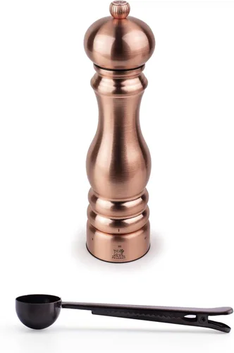 Peugeot Paris Chef u'Select - Molinillo de sal de acero inoxidable (8.7 in, 9 pulgadas, cobre, con cuchara de especias de acero inoxidable, clip