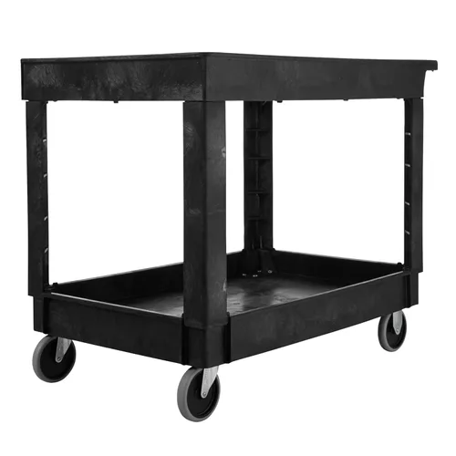 Rubbermaid Commercial Products - Carro utilitario/de servicio mediano de 2 estantes con bordes, asa estándar, capacidad de 500 lb, para