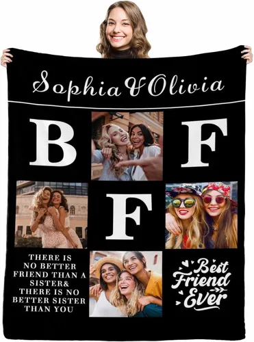Miniatura 19 de Manta de collage de fotos personalizada con mensaje de amor y nombres, manta suave para niñas y hermanas, sofá cama, 30 x 40 pulgadas