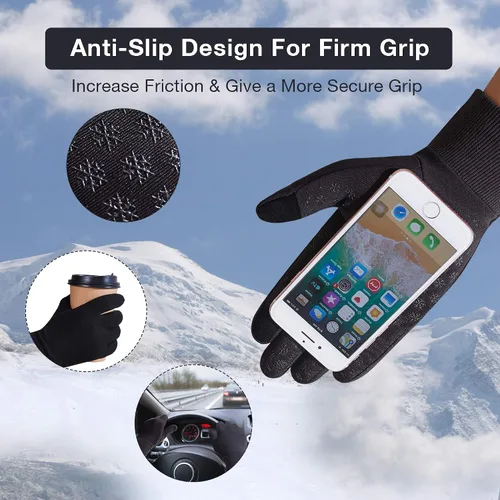 Miniatura 4 de Guantes de correr con pantalla táctil mejorados guantes de invierno ligeros y térmicos guantes de compresión para hombres y mujeres antideslizantes