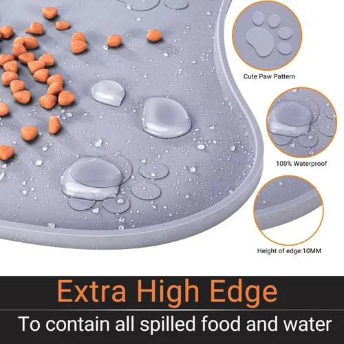 Miniatura 3 de Tapete de silicona para comida para gatos, tapete impermeable para alimentación de mascotas para cuenco de agua y alimentos, bonito tapete de goma