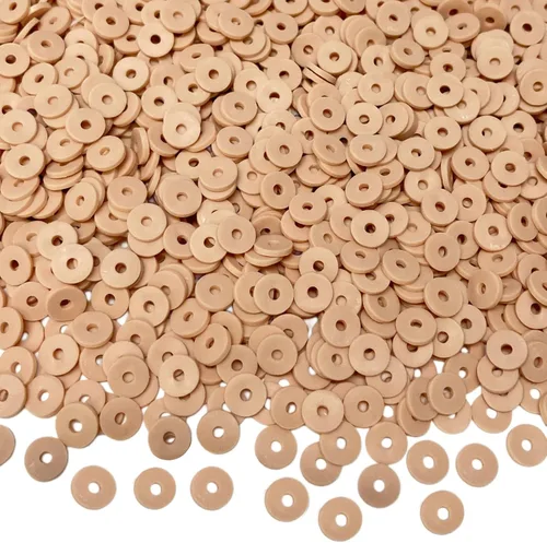 5000 cuentas de arcilla marrón claro, arcilla polimérica Heishi, cuentas espaciadoras redondas planas para pulseras, aretes, collares, manualidades,