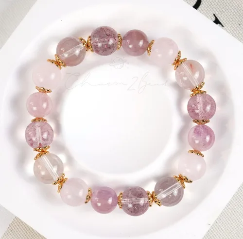 Miniatura 143 de Precious Gemstone Natural Crystal Healing Bracelet, Rutilated Quartz, Moonstone, Quartz Handmade Original Design Bracelet