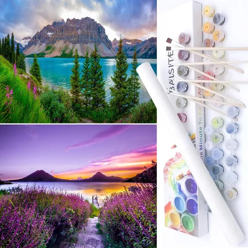 Miniatura 65 de BAISITE Kit de pintura por números para adultos principiantes, 12 pulgadas de ancho x 16 pulgadas de largo, paquete de 2 lienzos para kits