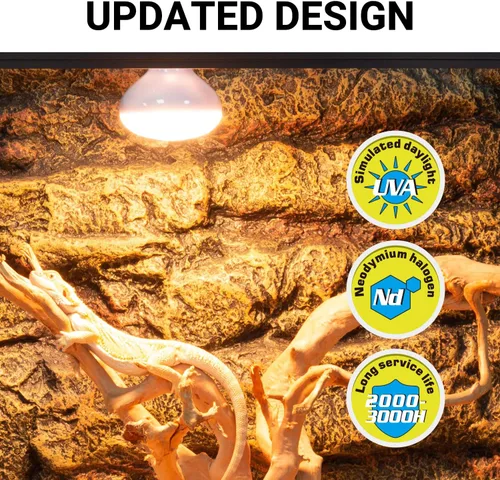 Miniatura 3 de REPTI ZOO Paquete de 2 lámparas de neodimio de neodimio para reptiles de 100 W, bombilla UVA, lámpara de calor de reptil para anfibios, lagartos
