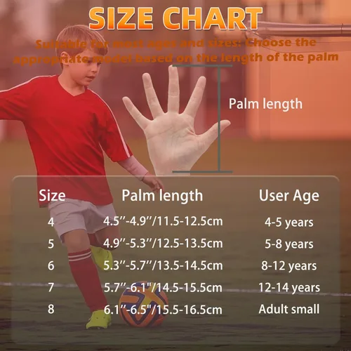 Miniatura 5 de Guantes de portero de fútbol para jóvenes y niños, guantes de portero con palmas de súper agarre, guantes de fútbol antideslizantes, protección Rojo