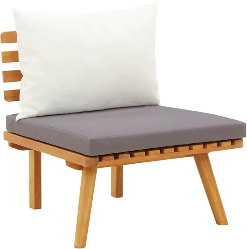 Miniatura 5 de Ensemble de Salon de Jardin 4 Pièces en Bois d'Acacia Massif Gris, Modulaire et Confortable avec Coussins, Pour Terrasse, Balcon ou Jardin Extérieur