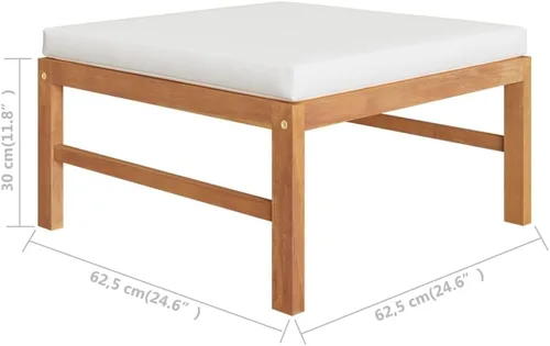 Miniatura 9 de Ensemble de Salon de Jardin 4 Pièces en Teck Crème avec Coussins Polyester, Confortable et Modulaire Pour Terrasse, Balcon ou Jardin, Design