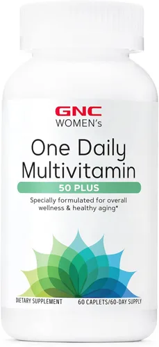 GNC Multivitamínico diario 50 Plus One para mujer, apoya el bienestar general y el envejecimiento saludable, 60 unidades