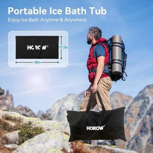 Miniatura 8 de HOROW Bañera de hielo fría con tapa, baño de hielo portátil de múltiples capas para terapia de agua fría y recuperación, uso en interiores