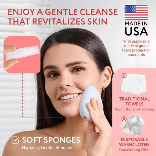 Miniatura 3 de IMPRESA Esponja Facial - Exfoliante Facial Diario de Limpieza Profunda - Almohadillas Exfoliantes Suaves para la Eliminación de la Piel Muerta