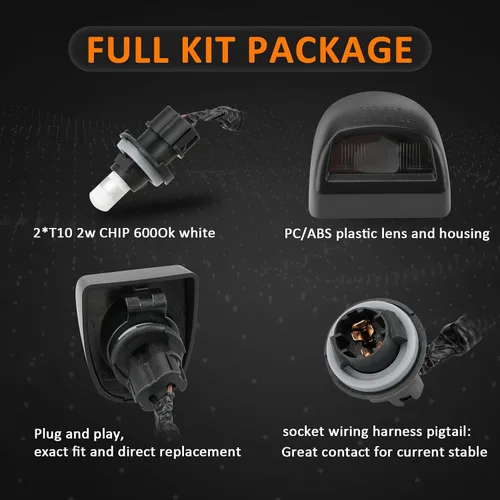 Miniatura 4 de Bestview Luces de Matrícula Etiqueta Lámpara Trasera con Cubierta de Carcasa Enchufe Bombillas Blancas 6000K Conjunto de Repuesto para Chevy