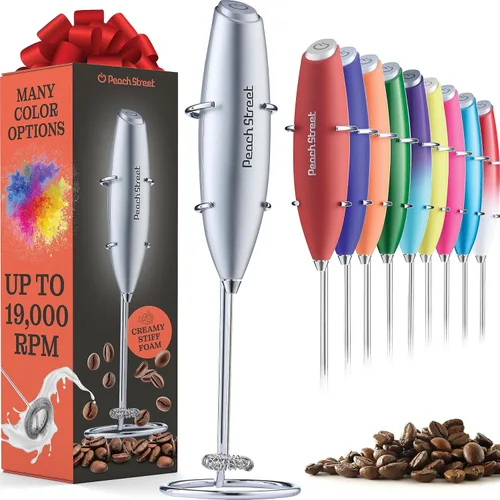 Miniatura 12 de Espumador de leche de mano potente, mini espumador de leche, mezclador de bebidas de acero inoxidable que funciona con batería (no incluida)