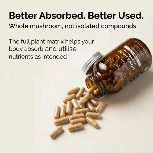 Miniatura 7 de Forest Super Foods Cápsulas de hongos melena de león cultivados en Australia, concentración, memoria y apoyo nervioso, 120 cápsulas veganas