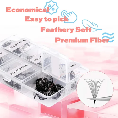 Miniatura 136 de Extensiones de Pestañas Rizo D 0.59-0.79 pulgadas Bandeja Mixta Seda Extensiones de Pestañas Clásicas Suministros Extensiones de Pestañas