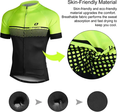 Miniatura 9 de LAMEDA Cycling Jersey Mens Short Sleeves Mountain Bike with Pockets Green