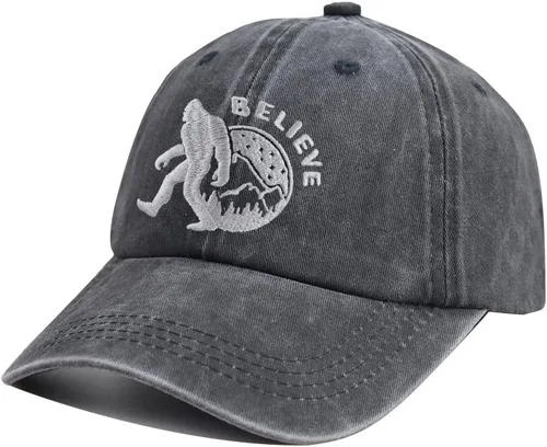 Miniatura 2 de HHNLB Bigfoot - Gorra de béisbol bordada ajustable de algodón retro de mezclilla de algodón para pies grandes