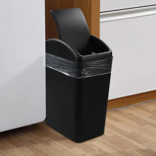 Miniatura 3 de Cand 1 bote de basura de 4 galones, cubo de basura de plástico con tapa giratoria, 16 L (negro)