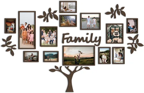 Miniatura 10 de JustLikeWood Árbol genealógico grande de madera de 47.2 x 29.9 pulgadas con marcos de fotos, marco de fotos para bricolaje, calcomanías de pared